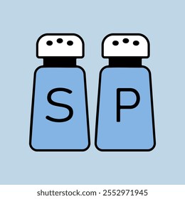 Sal y pimienta condimento shakers icono de Vector. Símbolo del gráfico para cocinar el diseño del Sitio web, logotipo, App, UI