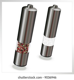 Salt & Pepper electric mills, vector illustration