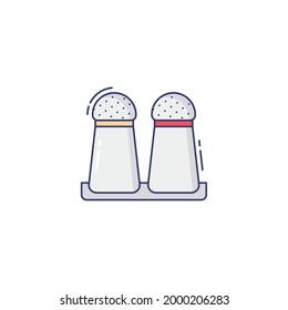 Icono plano de sal y pimienta aislado en fondo blanco 