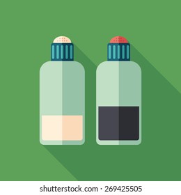 Salt and pepper flat square icon with long shadows.