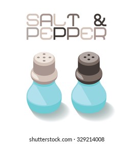 Salt and pepper glass bottles in isometric style