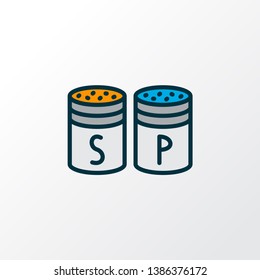 Salt with pepper icon colored line symbol. Premium quality isolated saltshaker element in trendy style.