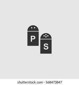 Salt and pepper icon flat. Black pictogram on grey background. Vector illustration symbol