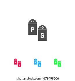 Salt and pepper icon flat. Color pictogram on white background. Vector illustration symbol and bonus icons