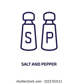 salt and pepper icon from kitchen collection. Thin linear salt and pepper, pepper, salt outline icon isolated on white background. Line vector salt and pepper sign, symbol for web and mobile