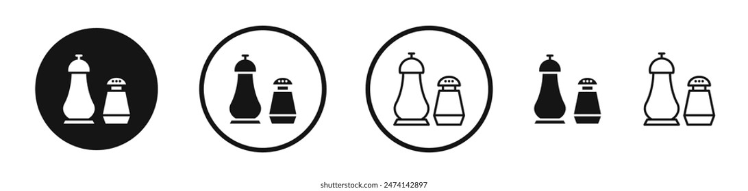 Salt and pepper icon set. Cooking shakers vector symbol. Seasoning bottle sign.