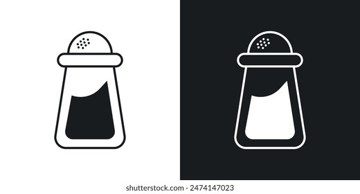 Salt and pepper icon set. Cooking shakers vector symbol. Seasoning sign.