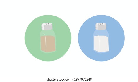 Salt and Pepper Icon Set. Set of salt and pepper illustration or signs