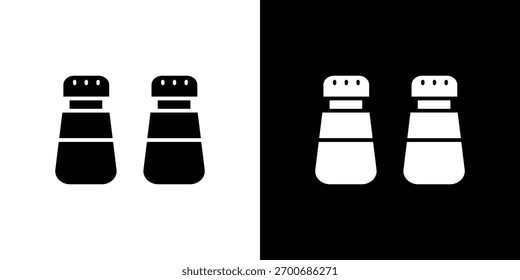 Salt pepper icon silhouette collection in black and white flat solid versions for graphic designs