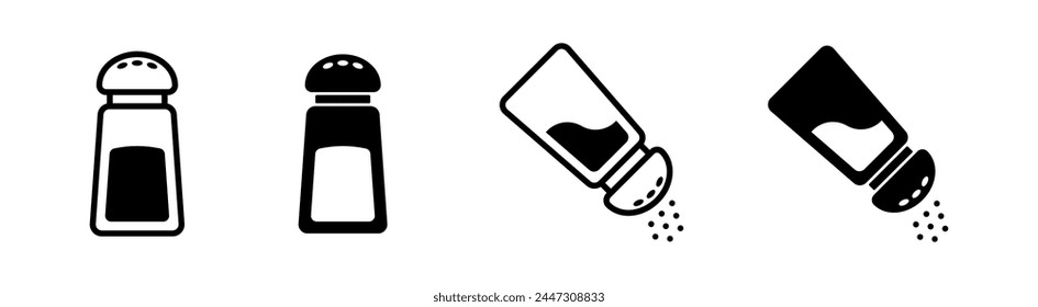 Salt and pepper icon. Spice symbol. Seasoning and condiment shaker isolated illustration.