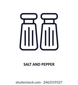 salt and pepper icon. Thin line salt and pepper icon from kitchen collection. Outline vector isolated on white background. Editable salt and pepper symbol can be used web and mobile