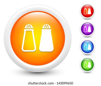 Salt and Pepper Icons on Round Button Collection Original Illustration