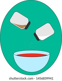 Salt and pepper, illustration, vector on white background