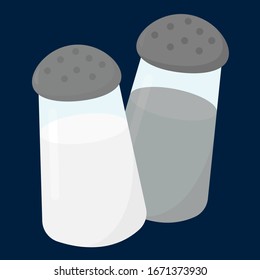 Sal y pimienta, ilustración, vector sobre fondo blanco.