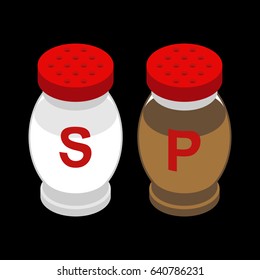 Salt and pepper isometry. Salts and pepper seasoning