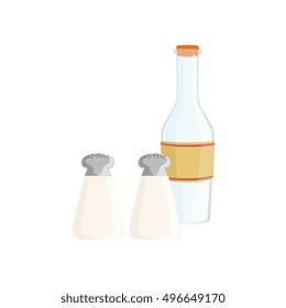 Salt, Pepper And Milk Baking Process  Kitchen Equipment Isolated Item