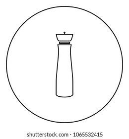 Salt and pepper mill black icon in circle outline