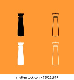 Salt And Pepper Mill Black And White Set Icon .