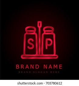 Salt and pepper red chromium metallic logo
