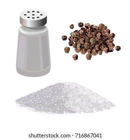 Salt and pepper set. Vector illustration isolated on the white background