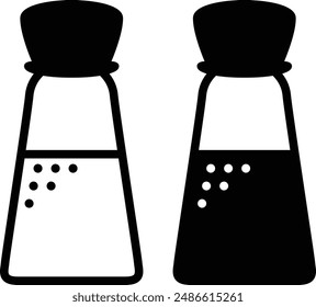 Salt and Pepper Shaker Cellar Container icono de Vector negro plano.