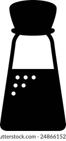 Salt and Pepper Shaker Cellar Container flat black vector icon.