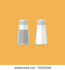 Salt and pepper shaker. Flat design style