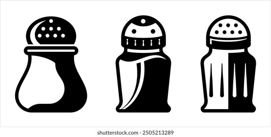 Salt Pepper Shaker Icon, Salt, Pepper Condiment Dispensers Pots Vector Art Illustration