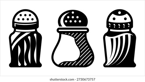 Salt Pepper Shaker Icon, sal, Pepper Condiment Dispensers Pots Ilustração de arte vetorial