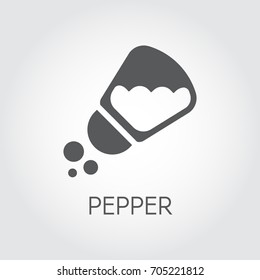 Salt pepper shaker icon drawing in flat art style. Label for culinary design needs - sticker, printed materials, pictogram for sites, mobile apps and other projects. Vector illustration