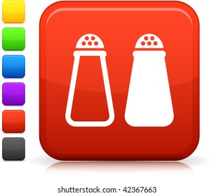  Salt Pepper Shaker icon on square internet button  Six color options included.