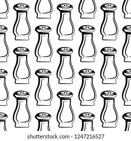 Salt And Pepper Shaker Icon Seamless Pattern Vector Art Illustration