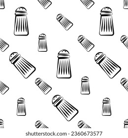Salt Pepper Shaker Icon Seamless Pattern Vector Art Illustration