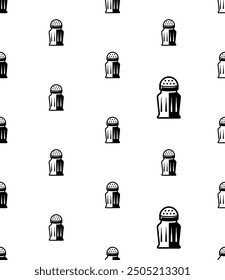 Salt Pepper Shaker Icon Seamless Pattern, Salt, Pepper Condiment Dispensers Pots Vector Art Illustration