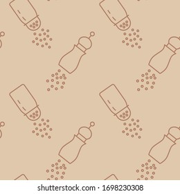 Salt and pepper shaker icons pattern. Condiment bottles seamless background. Seamless pattern vector illustration