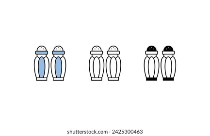 Salt  Pepper Shaker icons vector strock illustration