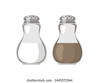 Salt and pepper shaker isolated on white background. Vector illustration in flat style. Icon