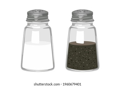 Salt and pepper shaker isolated on white background. Vector illustration in cartoon flat style.