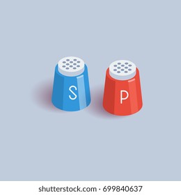 Salt and pepper shaker, isometric vector icons