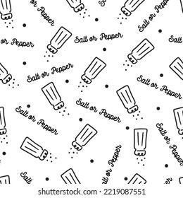 Salt Pepper Shaker Kitchen Condiment Vector Graphic Seamless Pattern can be use for background and apparel design