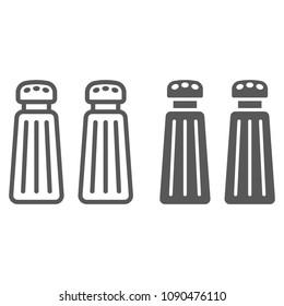 Salt and pepper shaker line and glyph icon, kitchen and cooking, spice sign vector graphics, a linear pattern on a white background, eps 10.