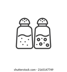 Salt and pepper shaker line icon. linear style sign for mobile concept and web design. Salt and pepper bottle outline vector icon. Symbol, logo illustration. Vector graphics