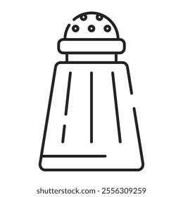 Salt or pepper shaker line icon vector isolated. Symbol of a food seasoning. Cooking ingredient. Pepper in glass bottle. Salty or spicy seasoning.