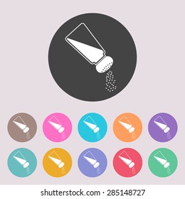Salt or pepper shaker. Set of colored icons.