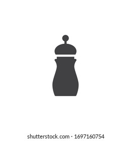 Salt or pepper shaker vector icon. filled flat sign for mobile concept and web design. Pepper grinder glyph icon. Symbol, logo illustration. Vector graphics