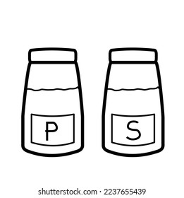 salt and pepper shaker vector icon isolated on white background, vector illustration, cookware, kitchenwaare
