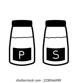 salt and pepper shaker vector icon isolated on white background, vector illustration, cookware, kitchenware 