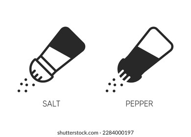 Salt or pepper shaker vector icon set. Cooking symbol Seasoning line sign for food apps and websites