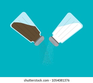 Salt and pepper shaker vector illustration. Seasoning for cooking, isolated on a white background.