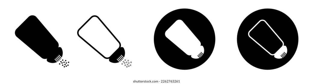 Salt and pepper shaker vector illustration. Spice bottle black icon. Seasoning container symbol.